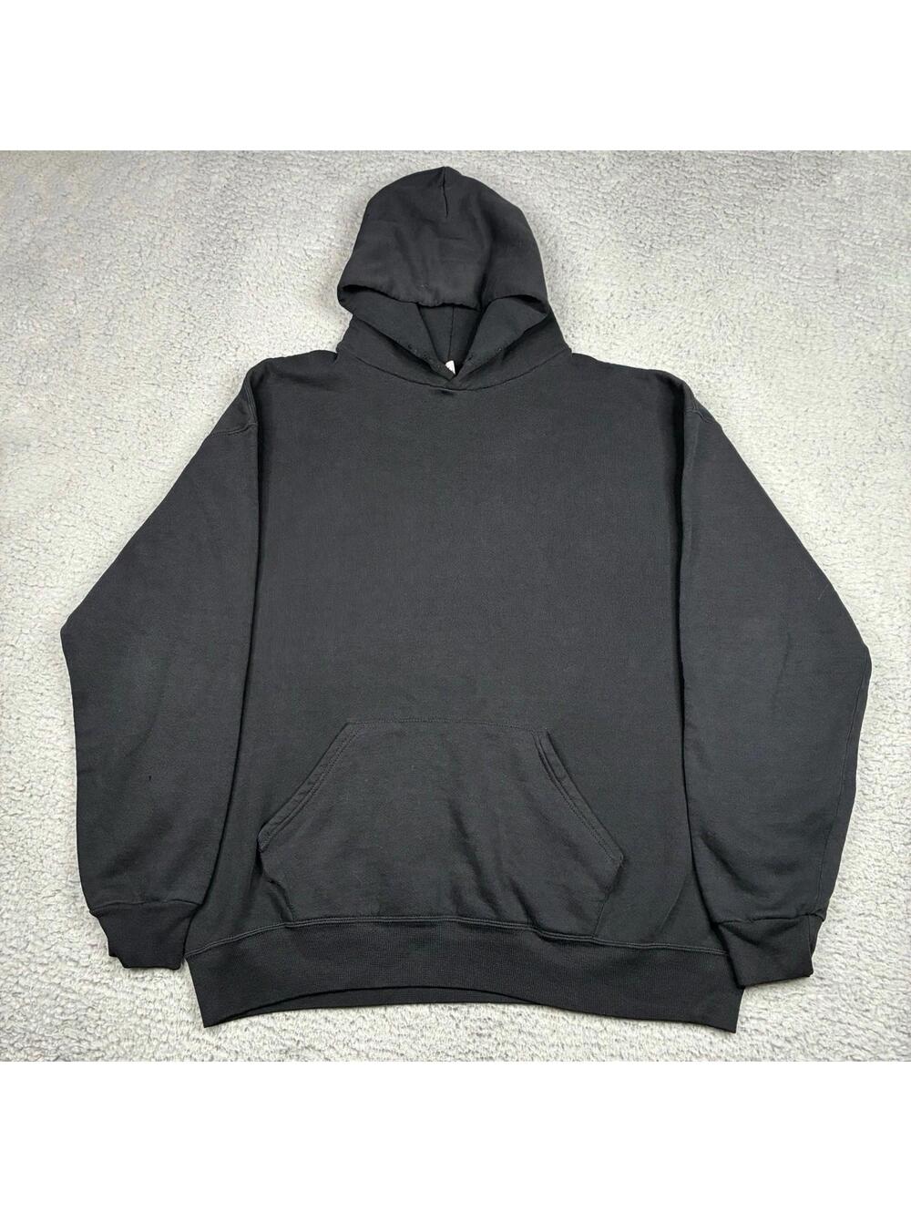 Vintage Russell Athletic Hoodie Mens XLT Black Sweatshirt Distressed Mexico Y2K